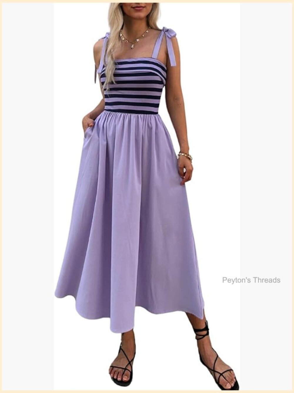 Sleeveless Striped Flowy Maxi Sundress with Pockets
